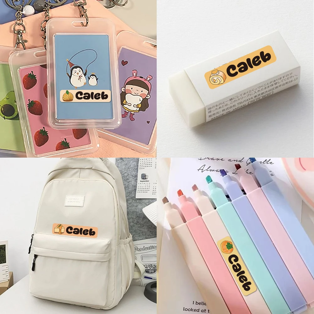 Custom Food Name Sticker,Transparent Waterproof Stickers for Kids,diy Name Labels for School Bag Bottles Box Mug Uniform
