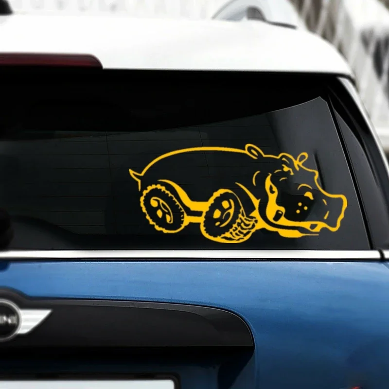 Hippo on Wheels Vinyl Decal Car Sticker Waterproof Auto Decors on Car Body Bumper Rear Window