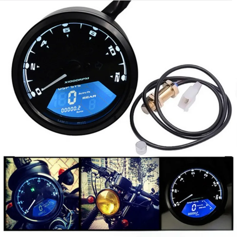 

Universal Motorcycle 12000RMP LCD Speedometer Odometer Tachometer 1-4 Cylinders Motorbike Gauge Motorcycle Digital Dash