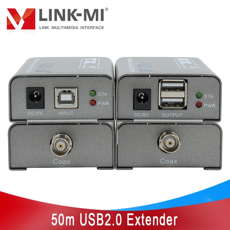 

LINK-MI 50m USB2.0 Extender KVM Extender Transmit HD Video Signal/Mouse and Keyboards over Coaxial Line Cable USB Extender