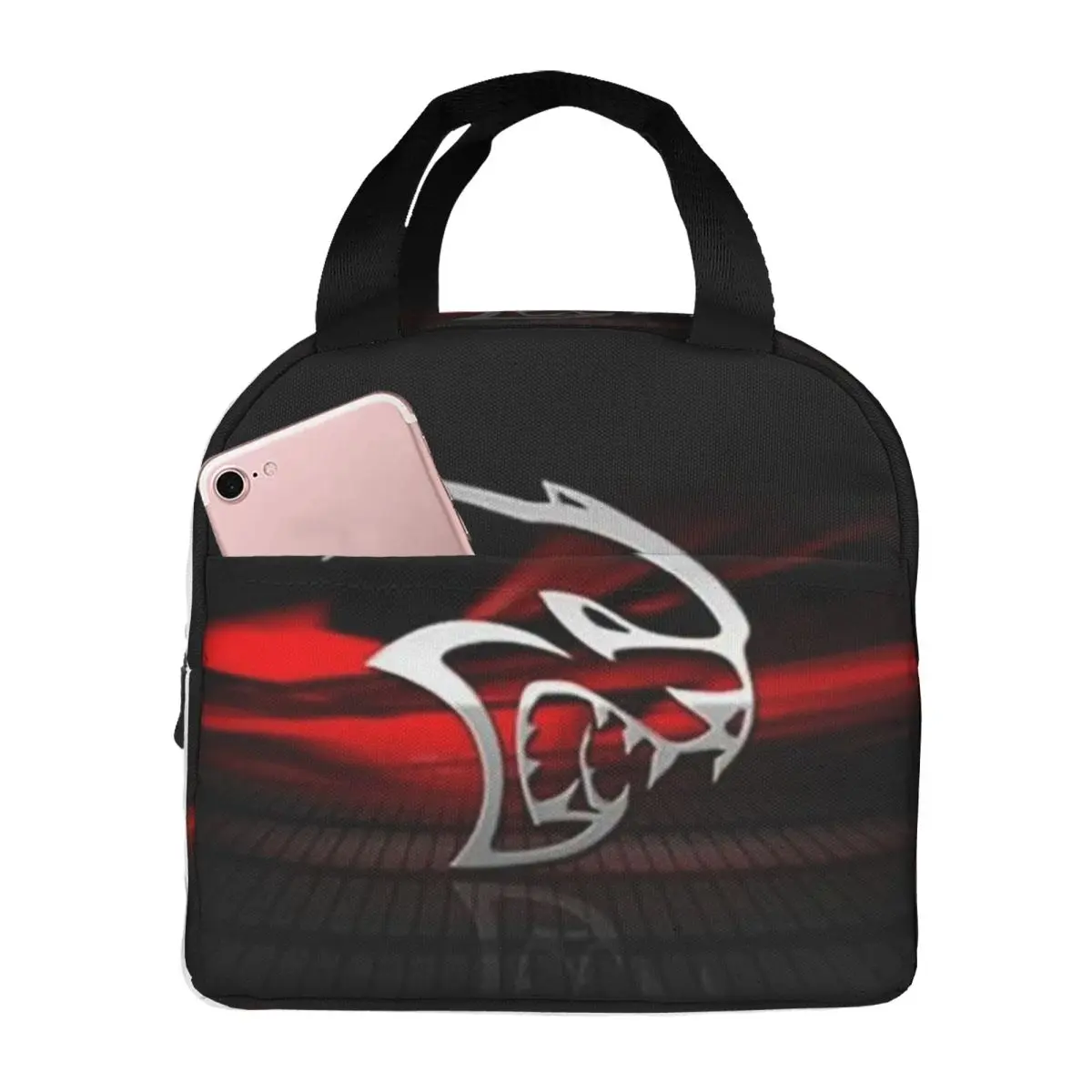 SRT Hellcat Demon Dodge Challenger Car Racing Lunch Bags Insulated Bento Box Resuable Cooler Thermal Bag for Woman Children