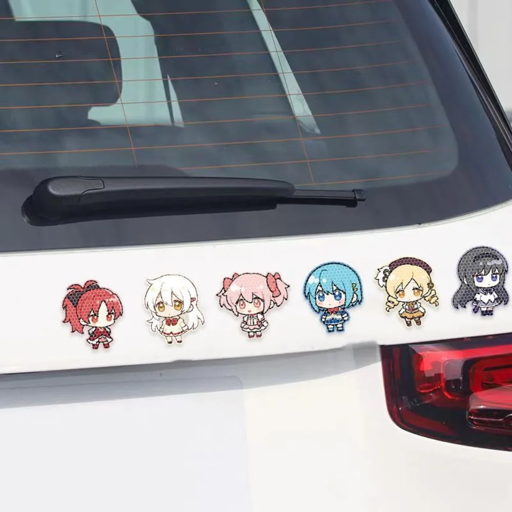 Madoka Magica Reflective Car Sticker Cute Q Version Decal Electric Scooter Safety Warning Decor Gift view 3