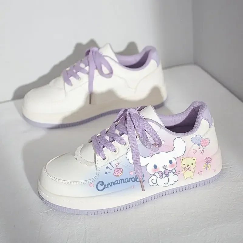 Sanrio Cinnamorroll Co zapatos blancos de marca Graffiti Girl zapatillas de plataforma transpirables zapatos de skate para estudiantes de estilo coreano