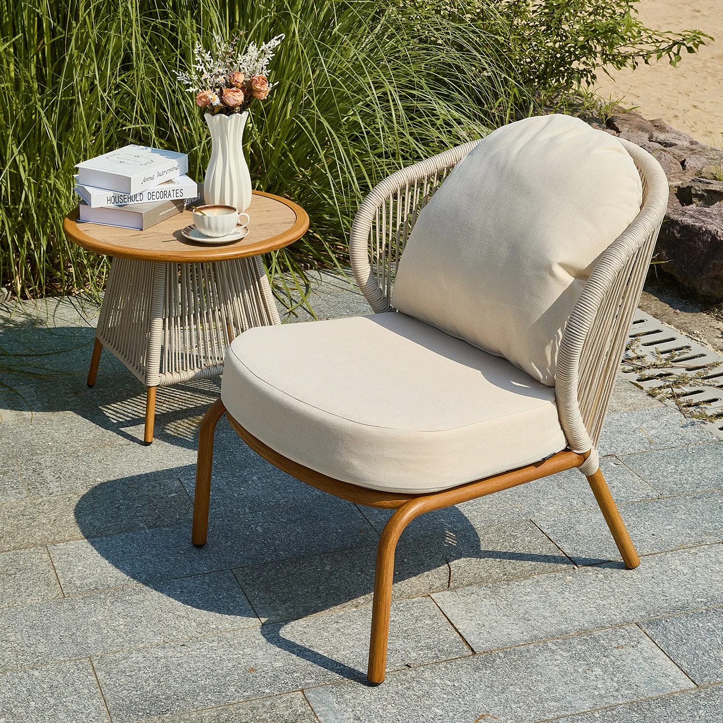 DSA garden outdoor rattan rope sofa set - waterproof & sun-resistant