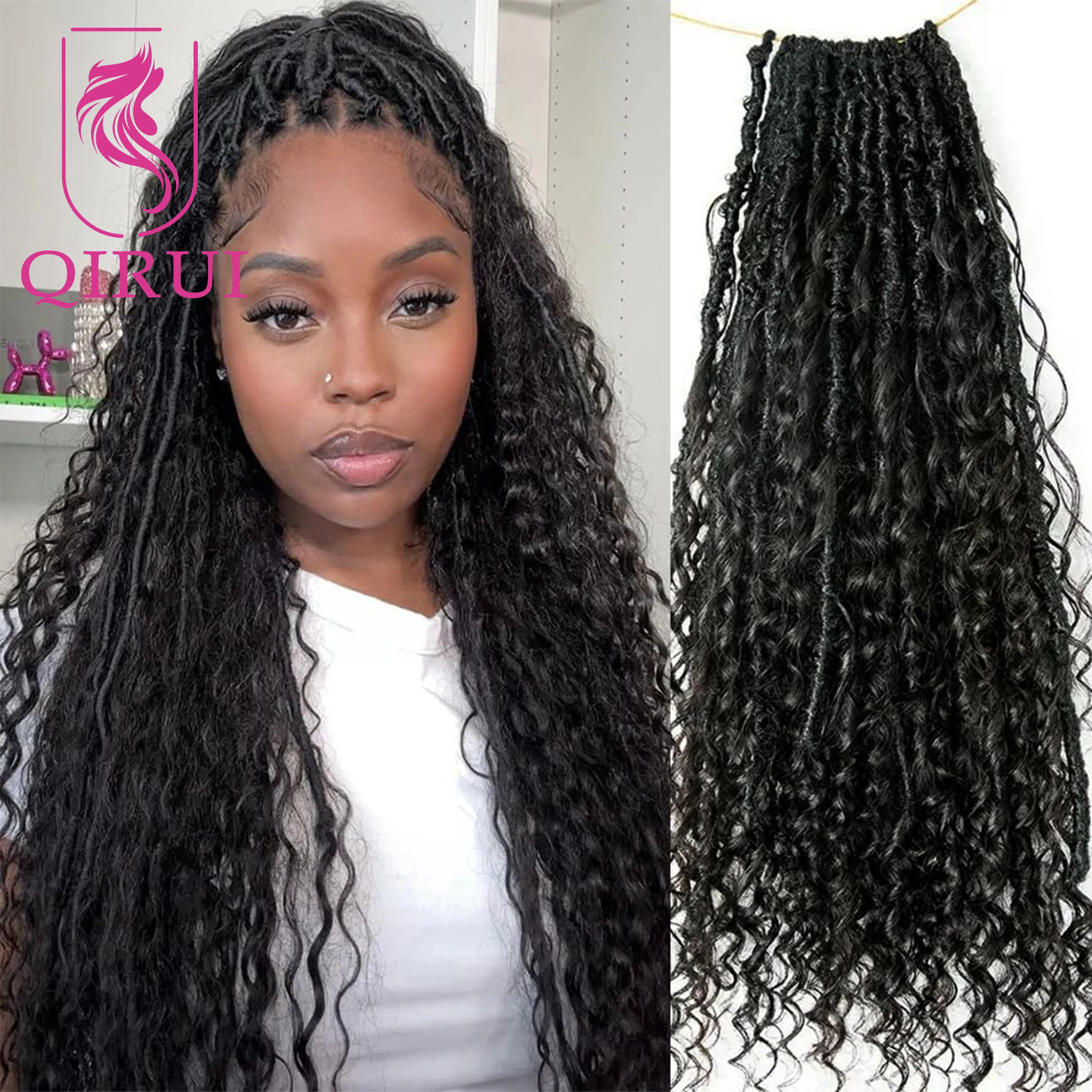 

Предварительно заплетенные локоны крючком с кудрями из натуральных волос, дреды, волосы с вьющимися концами человеческих волос, мягкие небрежные искусственные локоны в стиле бохо для женщин