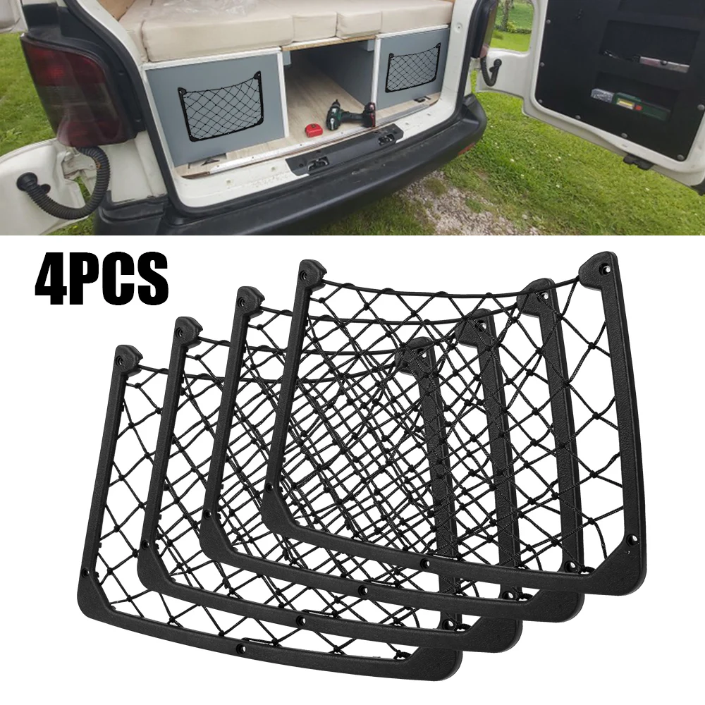 Elastic Net Car Storage Net Seat Back Mesh Belt Car Caravan Bus Camping Vehicle Accessories Large 4PCS Cargo Mesh Nets