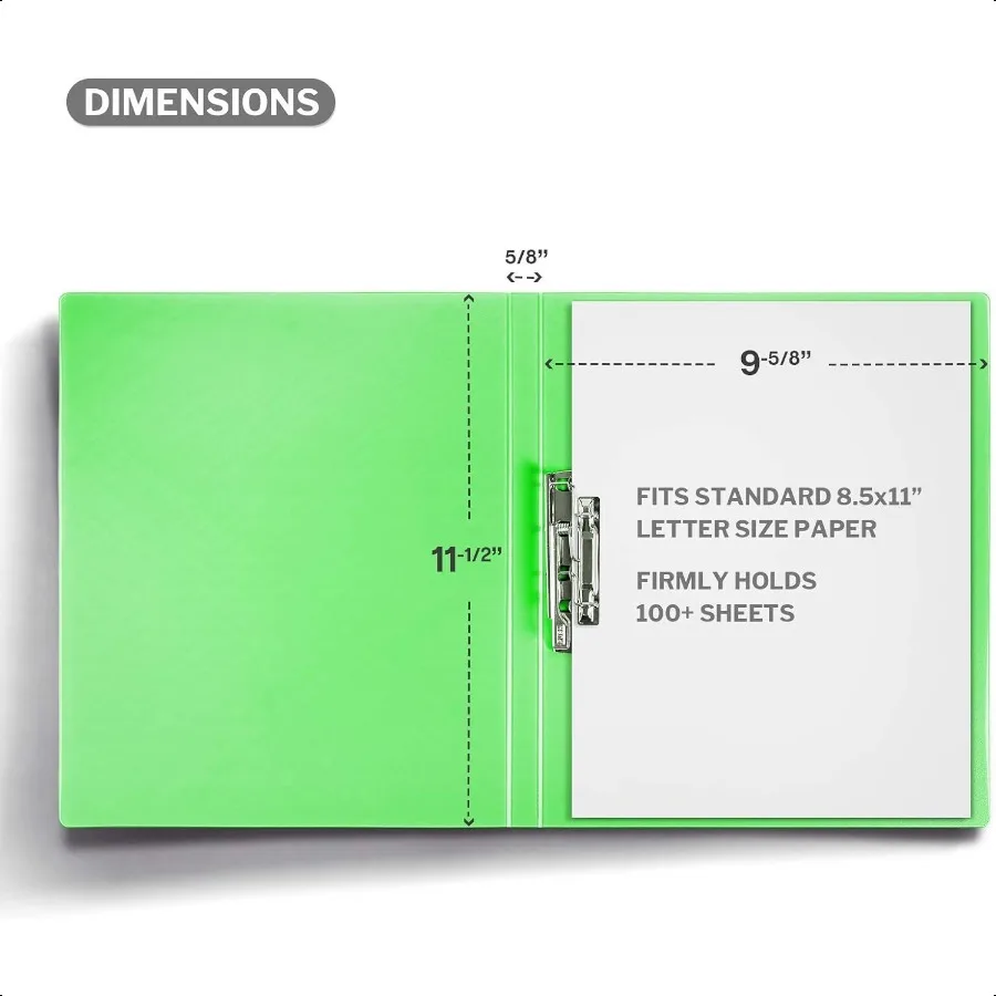펀치 클램프 바인더 4팩 다양한 색상 링 바인더 100장 레터 사이즈 문서 보관 8.5x11 폴더 금속 클립 포함