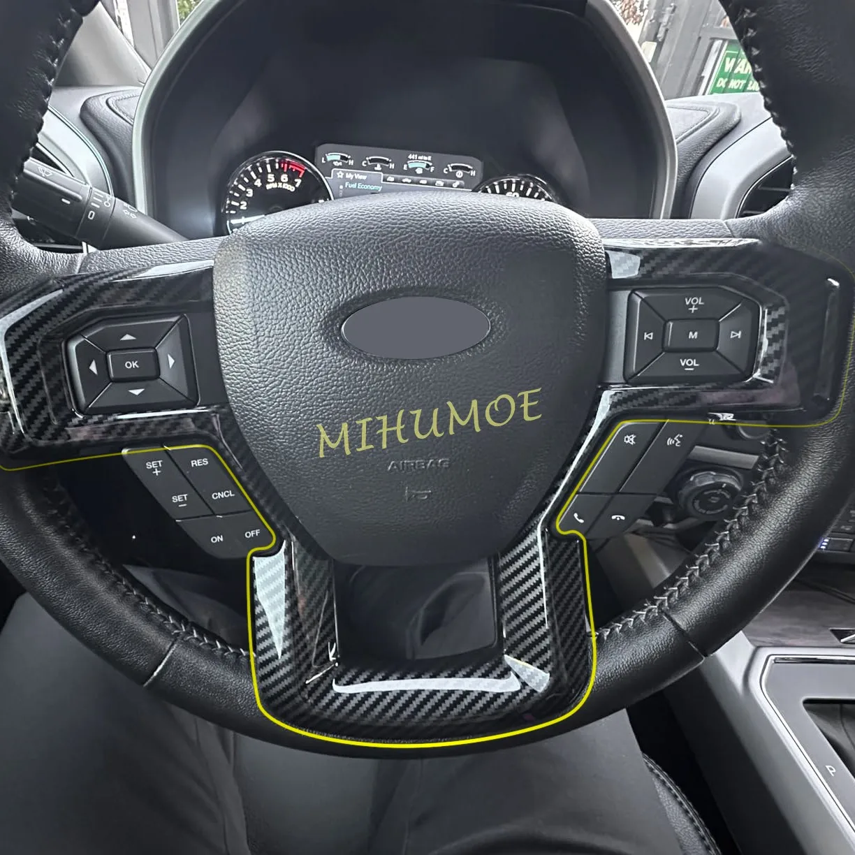 

Углеродное волокно, внутренняя отделка рулевого колеса автомобиля, украшение для Ford F-150 2015-2020/F-250 F-350 2019 2020 2021 2017