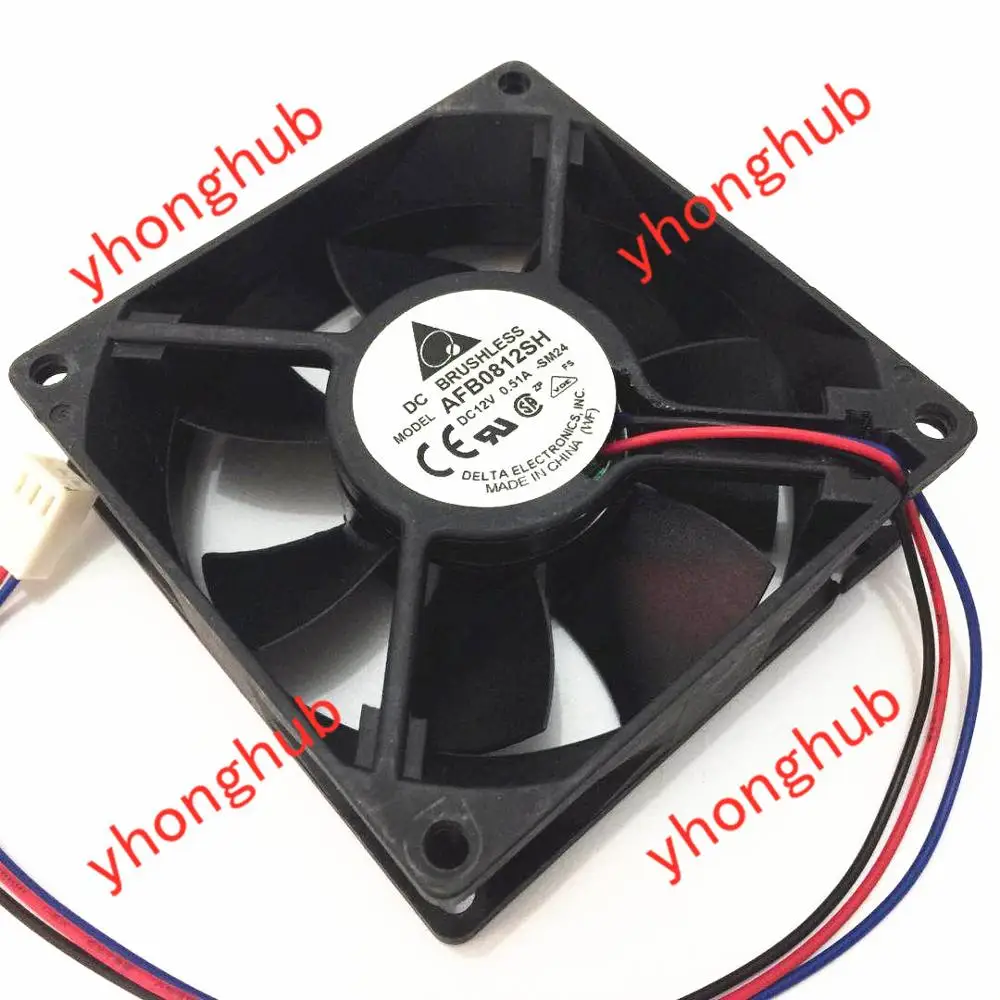 

Delta Electronics AFB0812SH SM24 DC 12V 0.51A 80x80x25mm 3-Wire Server Cooling Fan