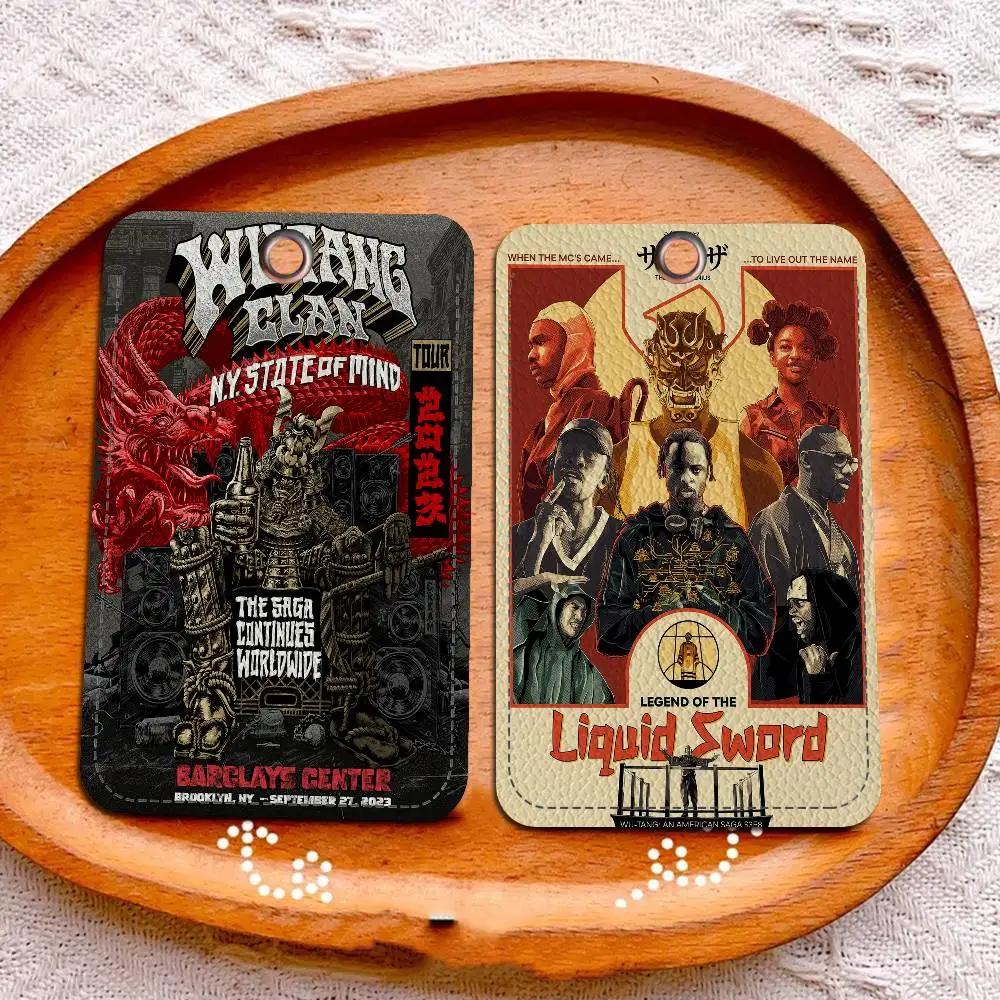 WU-T--TANG CLAN الفرقة 1 قطعة حافظة بطاقات الوصول حافظة بطاقات جلدية المفاتيح حلقة رئيسية باب الوصول العلامات حافظة بطاقات الهوية المفاتيح