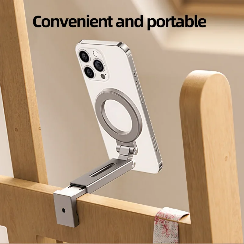 

Магнитный держатель для телефона Magsafe, мини-сплав металла, складной портативный держатель, поддержка вращения на 360 градусов, стабильная и не тряскающая опорная рамка