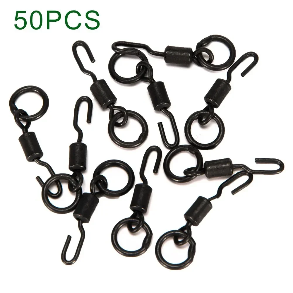 10/20/50/100pcs Spinner Swivels Ronnie Rigs Carp Fishing Quick Change Black Rotating Ring Carp Fishing Accessories image 5