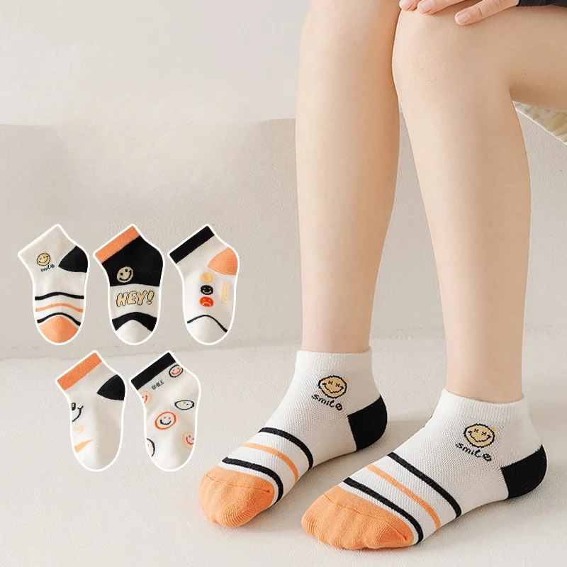 10 Pairs Children\'s Socks Summer Mesh Girls Socks Breathable Sweat-absorbent Cotton Socks Cute Style Girls Socks