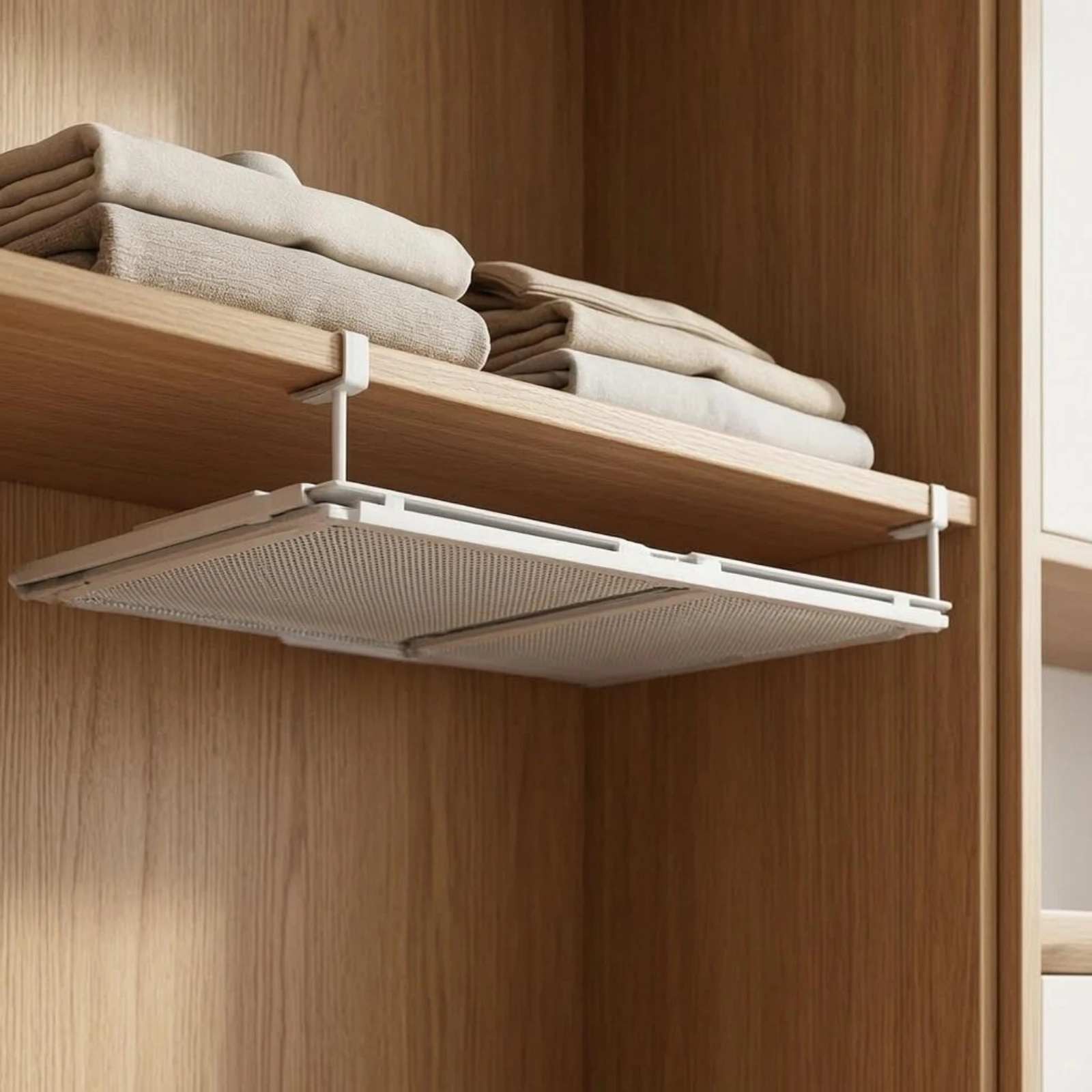 

Desk-Lip Hanging Rack Space Saving Clamp-on Desk Shelf Adjustable Mesh Shelf Rectangular Mesh Metal Drawer Rust Resistant