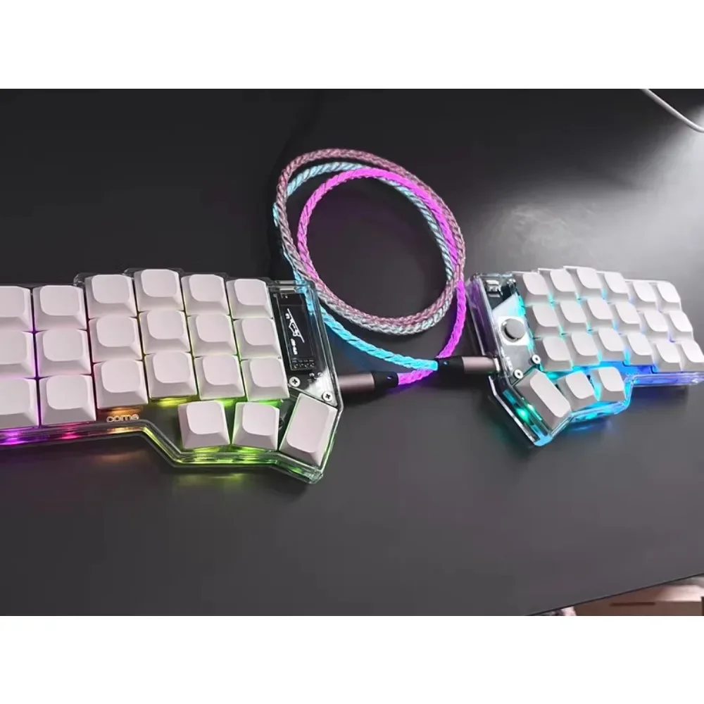 لوحة مفاتيح كورن شفافة مقسمة مخصصة RGB Kaih Choc V1 Horn لوحة مفاتيح سلكية أحادية الوضع لوحة مفاتيح ميكانيكية FR4 Gamer Teclado