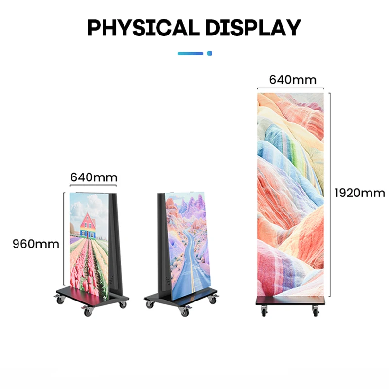 P2.5 Aluminum Outdoor Custom Advertising Videos Stand Screen Poster Wifi Control Portable Foldable Led Poster Display