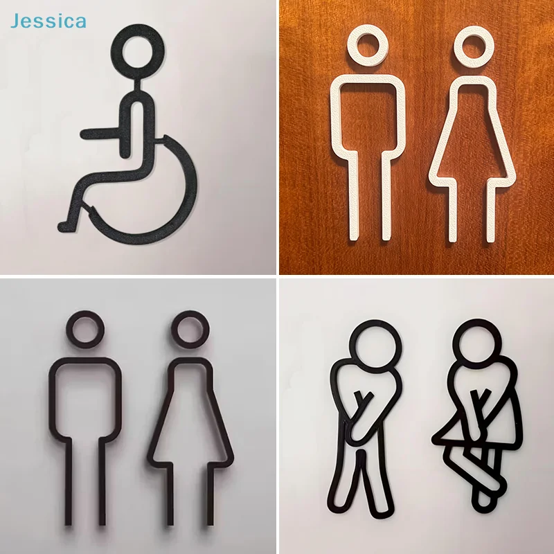 ♥ Panneau de toilettes | Symboles de salle de bain auto-adhésives (y compris un fauteuil roulant accessible) pour le bureau, le restaurant et les espaces publics