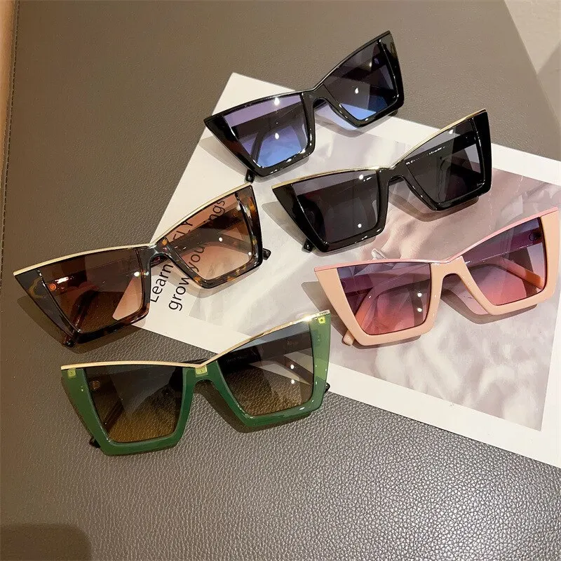 Übergroße Cat Eye Sonnenbrille Frauen Luxusmarke Designer Mode quadratische Sonnenbrille für weibliche neue Trend Big Frame Sonnenbrille