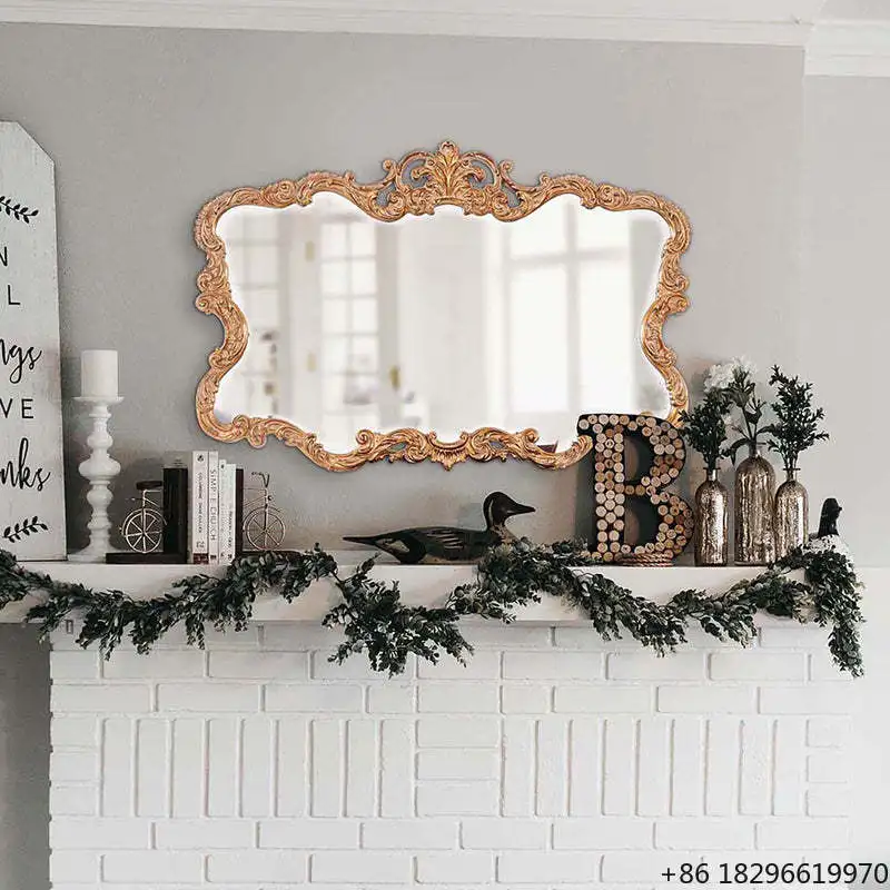 Luxury Baroque Ornate Frame Wall Mirror Vintage French Style Decorative Mirror for Home Hotel Bathroom Living Room