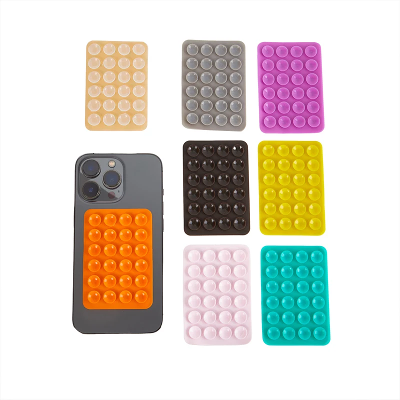 1*Small Size Double Side Silicone Suction Pad For Mobile Phone Fixture Suction Cup Backed 3M Adhesive Silicone Rubber Sucker Pad