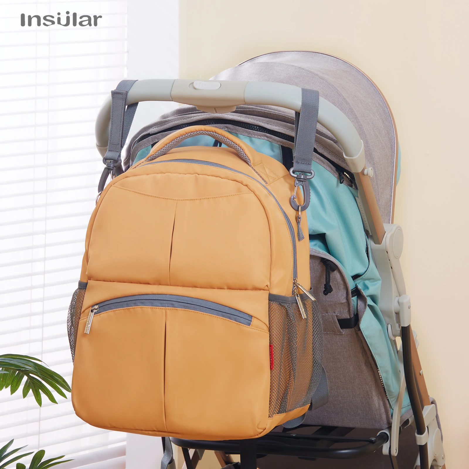 Insular-mochila para pañales de bebé, bolso de enfermera de gran capacidad, bolsas multifunción para cochecito de pañales de viaje al aire libre