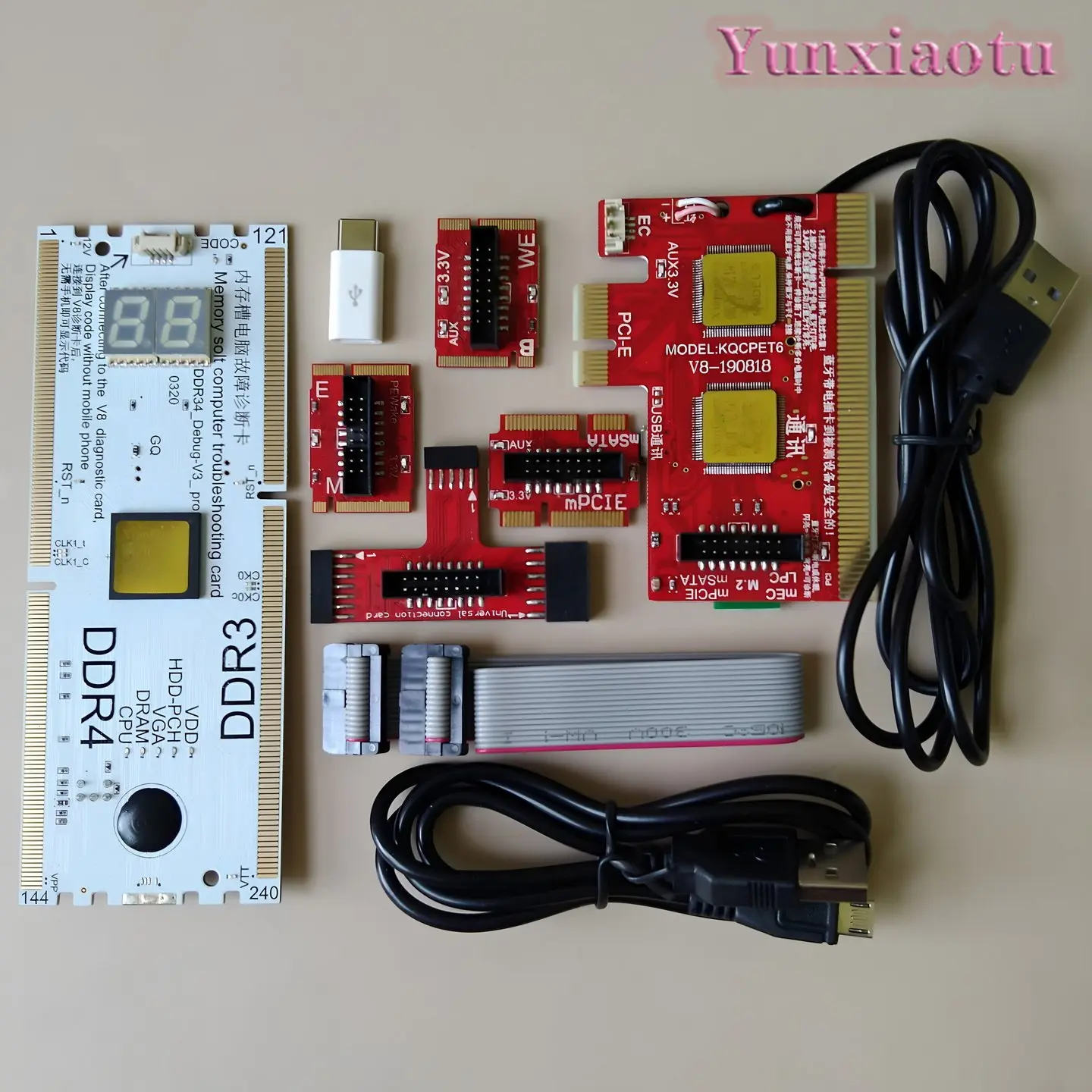 Motherboard Diagnostic Debug Tester Card with USB Port for CPU RAM GPU PC Fault Detection 4 Digit LED Display