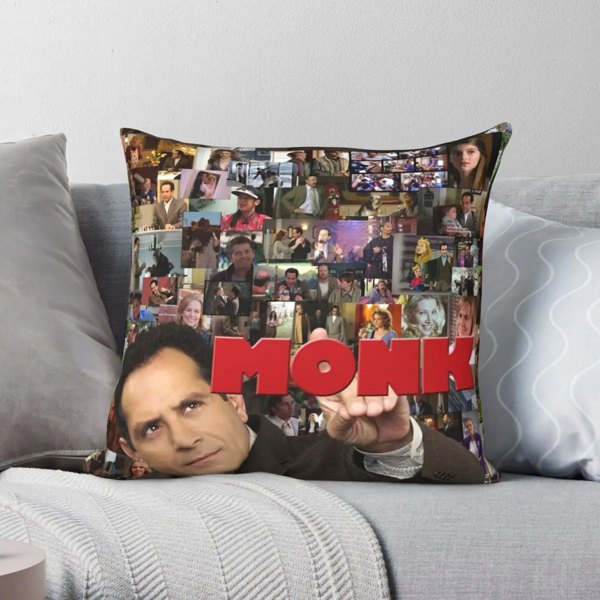 Adrian Monk Collage Square Pillowcase Polyester Linen Velvet Creative Zip Decor Home Cushion Case