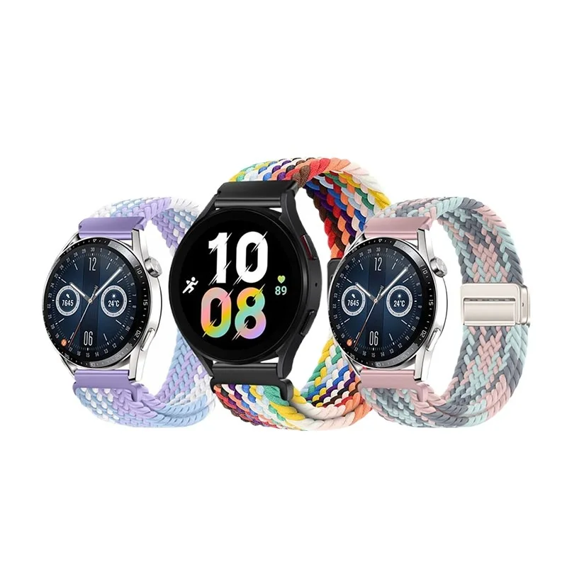 

For Samsung Galaxy Watch 4 5 6 Magnetic Woven Band 22mm 20mm Braided Sport Strap Replacement Watchband with Magnetic Closure”