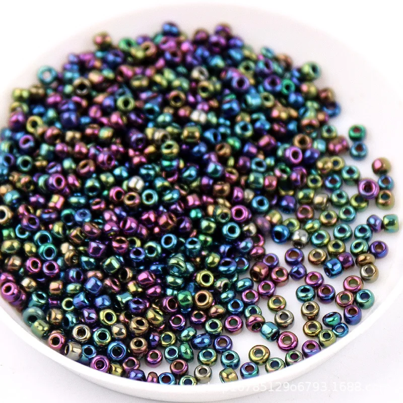 1000pcs 15/0 Multi-size Vintage Metallic Glass Beads Loose Spacer Seed Beads for Needlework Jewelry Making DIY Handmade Bracelet