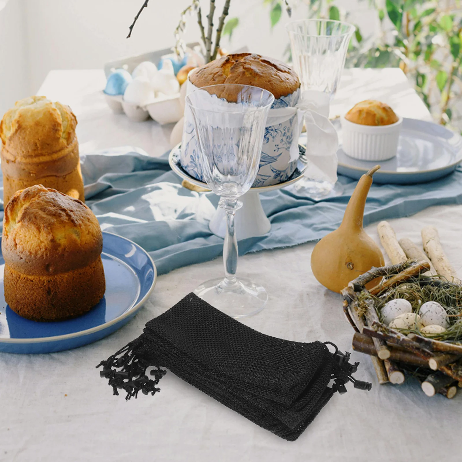 20Pcs Thickened Polyester Black Mesh Drawstring Bags Breathable Sports Equipment Organizer Gym Outdoor Activities Travel Storage