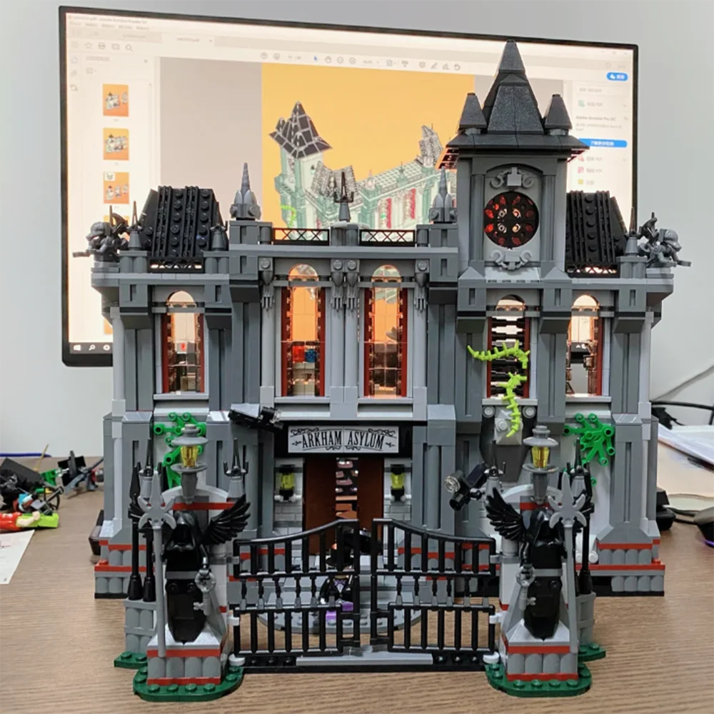 Set de Bloques de Construcción MOC Arkham Asylum de 1619 Piezas, 10937, Castillo de Arquitectura Gótica de Villanos de DC, Modelo Decorativo para Adultos Fans