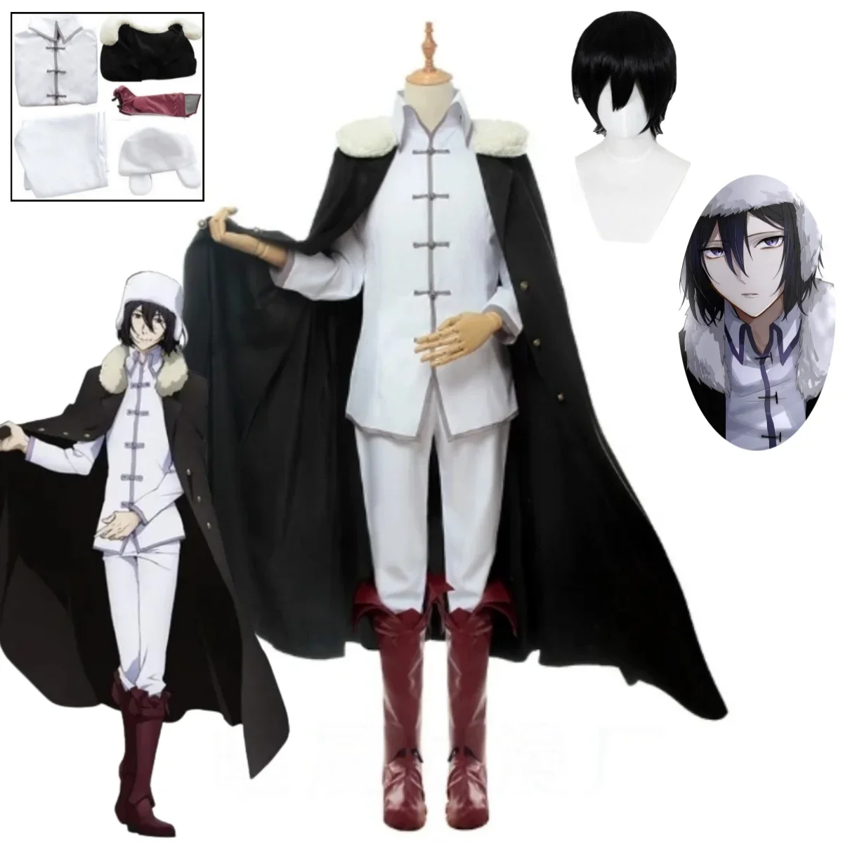 

Anime Bungo Stray Dogs Fyodor Dostoevsky Kostum Fyodor Cosplay Men's Cloak Halloween Carnival Party Performance Set