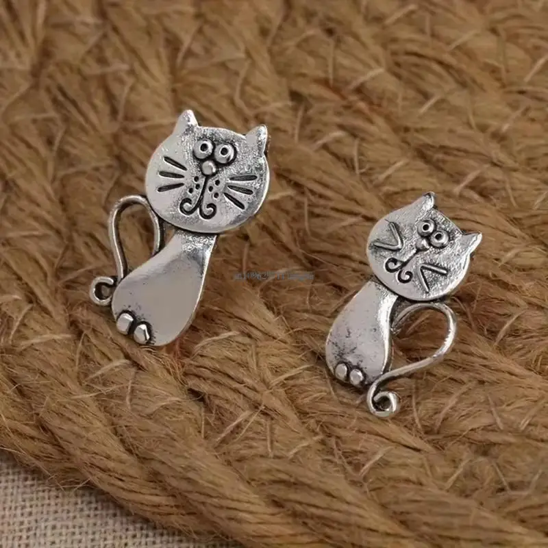 Retro Kitten Ear Studs Playful Cats Earrings Ear Studs Adornment for Unique Enhancement