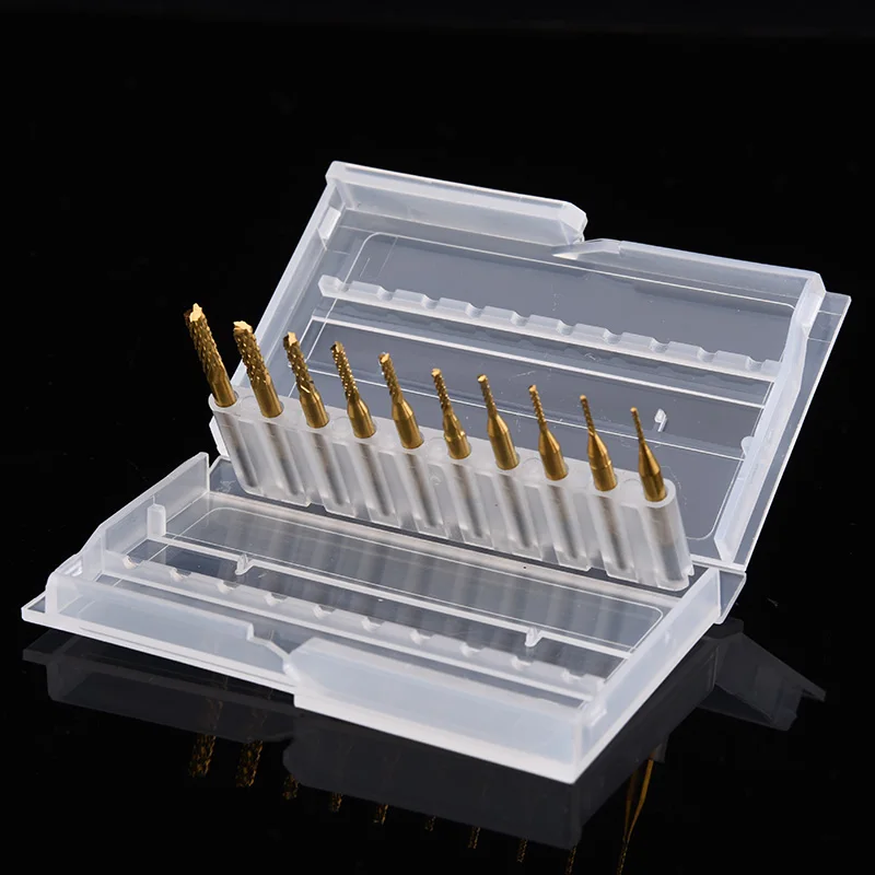 10PCS/Set 0.8-3.175 MM For PCB CNC Titanium Plating Drill Bit Set Engraving Cutter Rotary Mill Drop Shipping