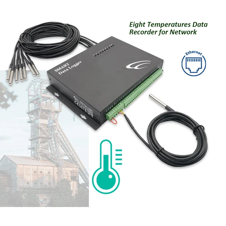 Indoor Digital Temperature Controller With Temperature Sensor Eight Temperatures Data Recorder For Network