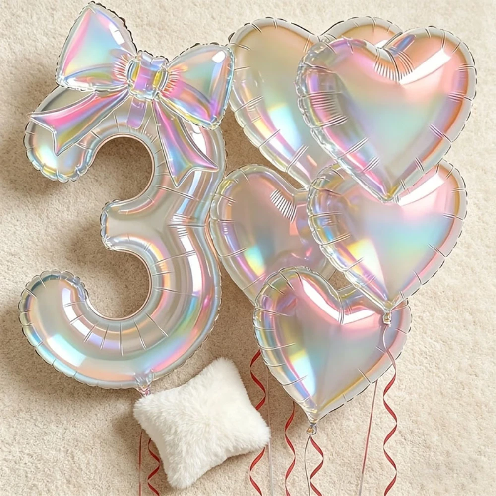 Große 40-Zoll Bunte Transparente Schmetterlings-Knoten-Zahlen-Herzform Aluminiumfolienballons für Verlobungs- und Geburtstagsdekorationen – Detail 5