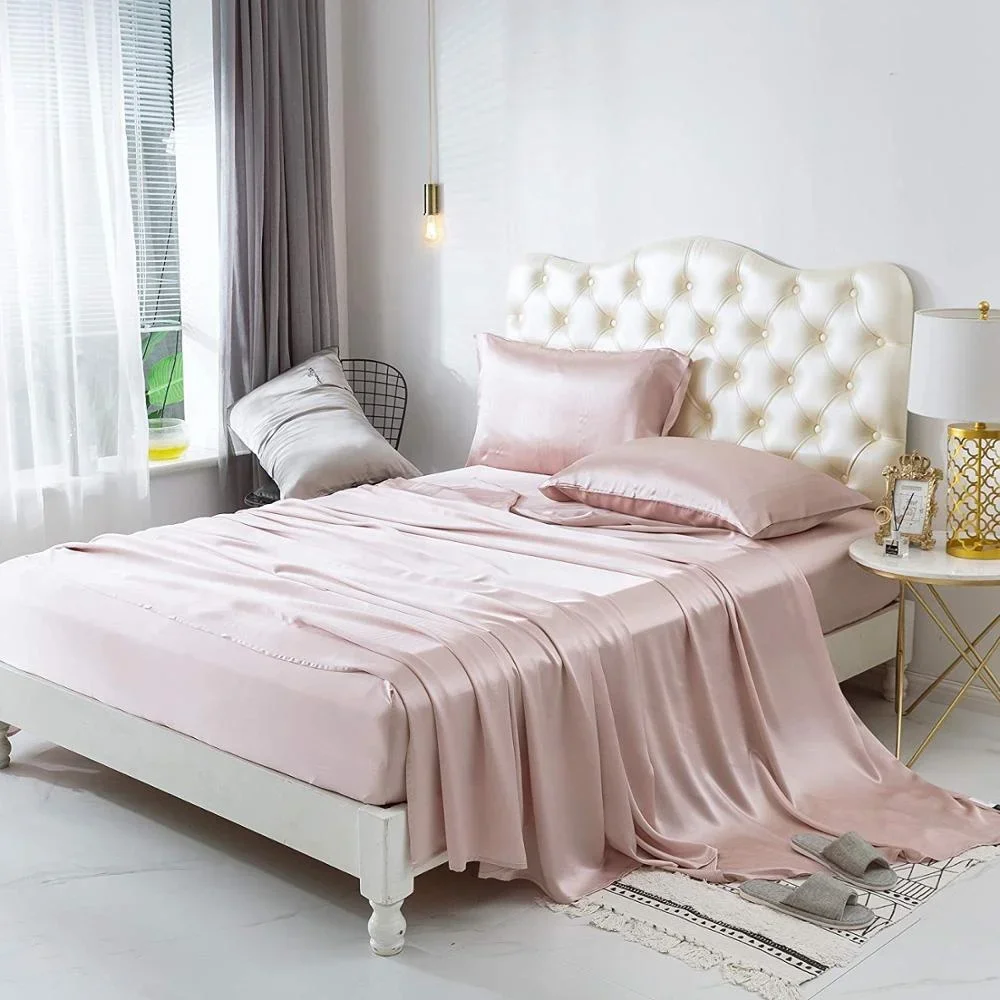 Set copripiumino in raso come seta rosa, set per ragazze Queen