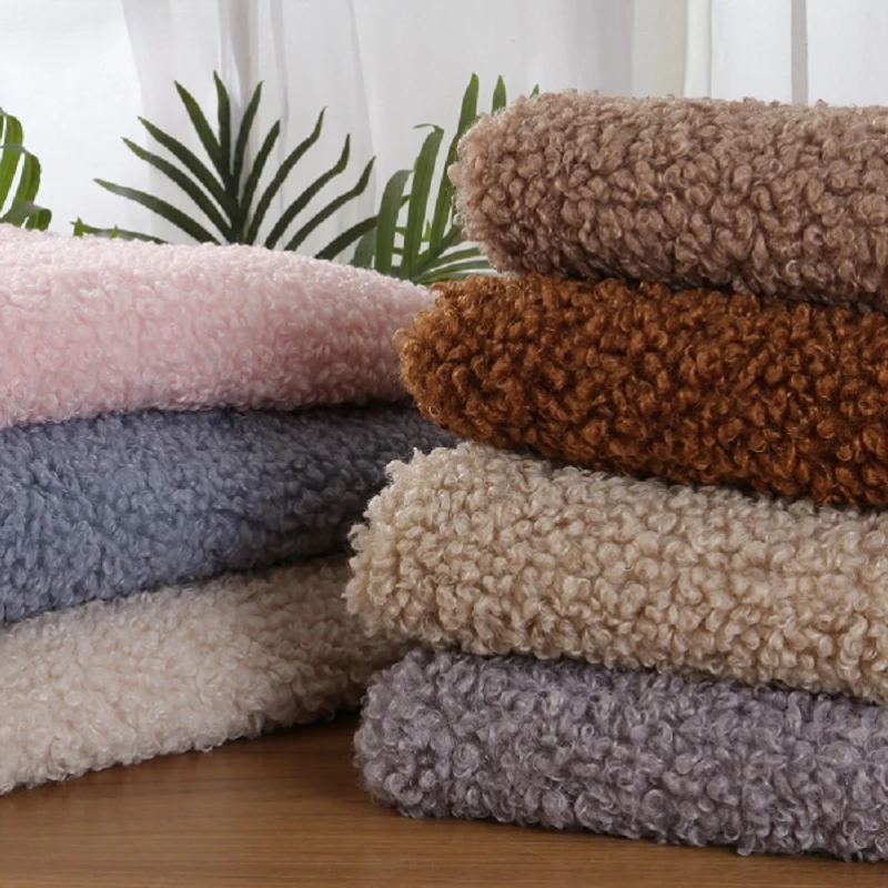 Soft imitation large particles sheep roll wool fabric thickened plush loop velvet Wool loop wool Lamb Fleece DIY clothing fabric