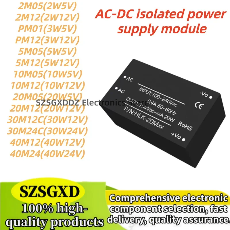 5piezas 100% nuevo Manufacturer Hi-Link 5W 10W 3W 20W HLK-5M05/PM01/10M05/20M05 AC-DC Step Down Switching Power Supply Module
