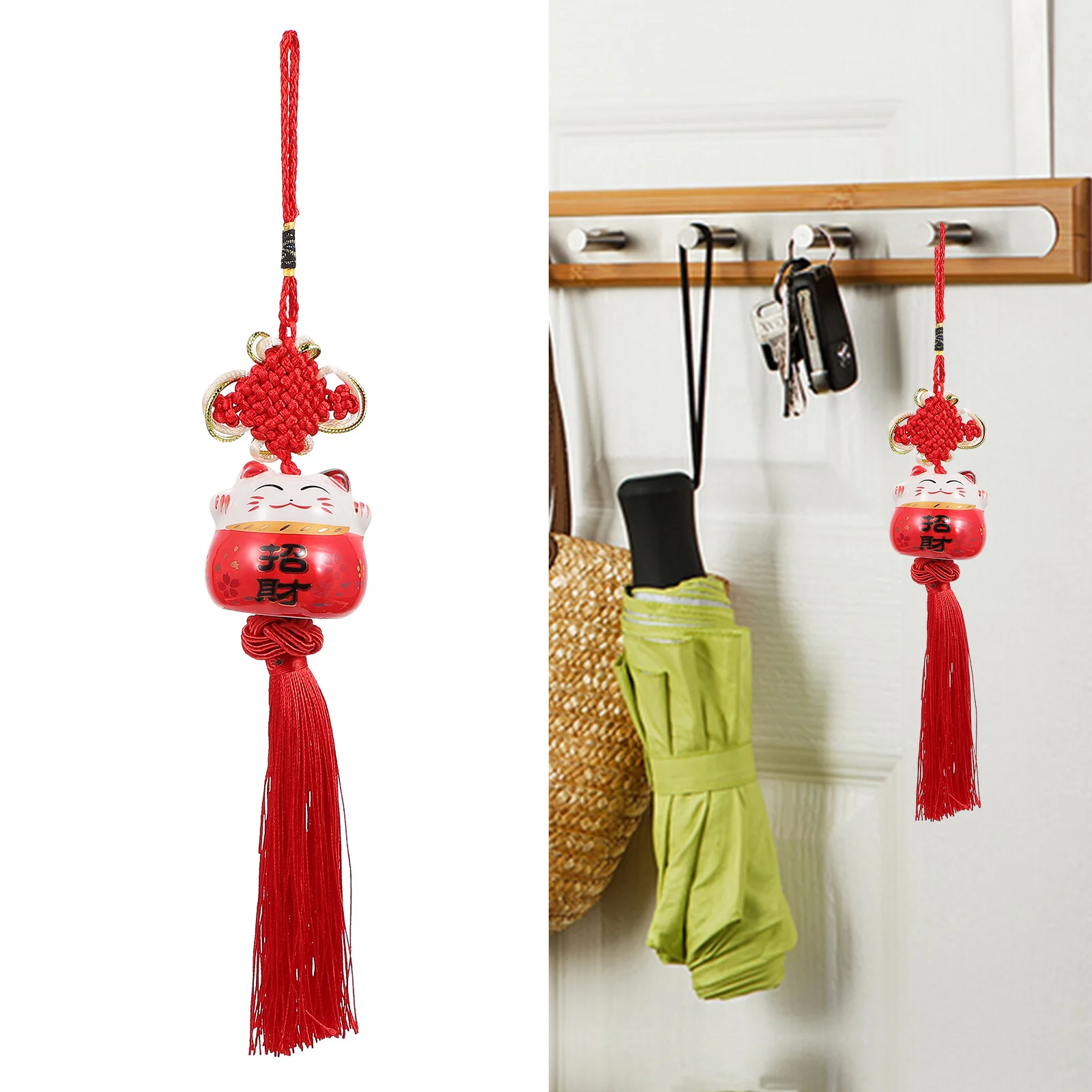 

Car Decor Tassel Pendant Chinese Knot Hanging Decoration Red Key Ornament Ornaments