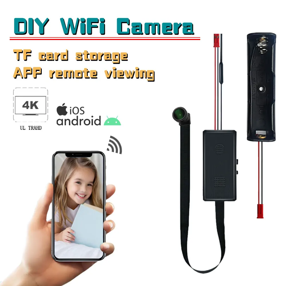 DIY 4K HD Mini Camera WiFi Baby Monitor Indoor Security Monitoring Camera IP Camera Audio Video Recorder