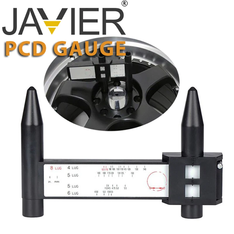Wheel Rim Bolt Pattern Sliding PCD Measuring Tool Gauge Ruler 8 Holes PCD Ruler Lugs Hub Pitch Measurement Tool