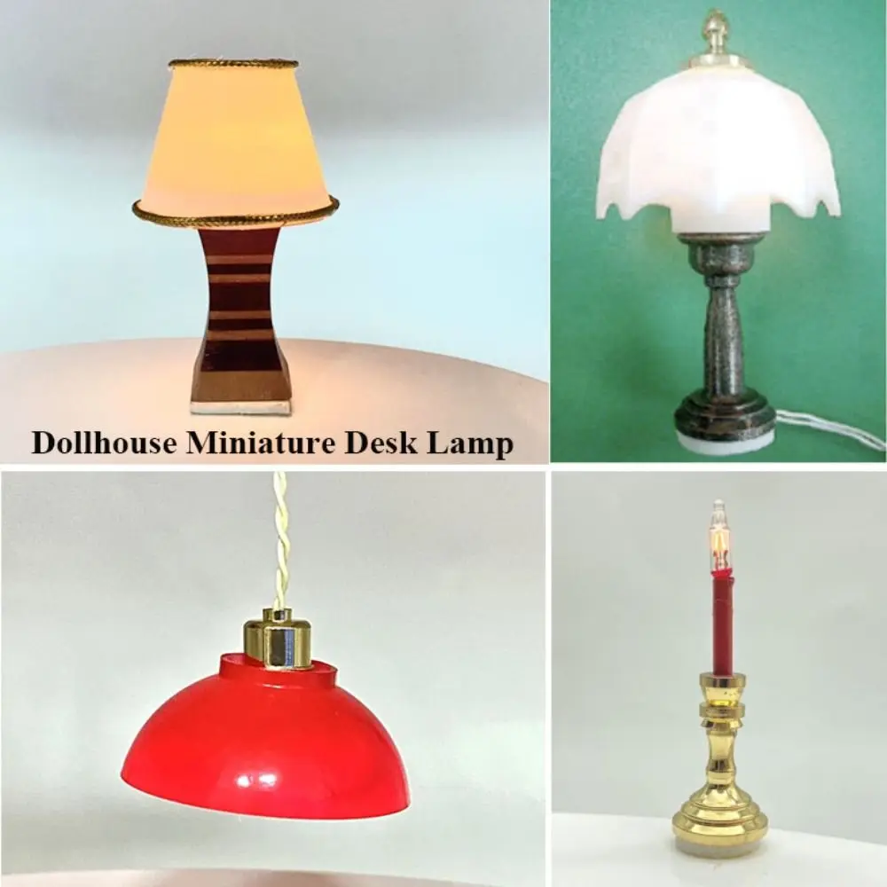 New Micro Dollhouse Miniature Lamp DIY 12V Simulation Table Lamp Doll House Accessories Dollhouse Decoration