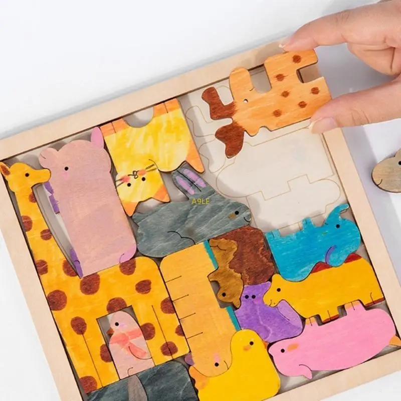 Blocco puzzle non dipinto che disegna giocattolo giocattolo giocattolo per bambini