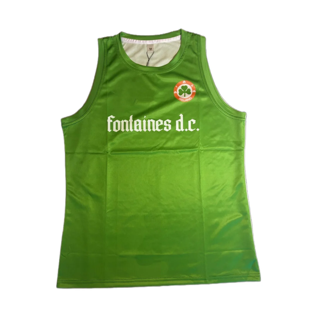 Fontaines Dc X Ireland Green Retro Sleeveless Sports Vest Punk Rock Band Tank Top Y2K UK Casual Streetwear Family Matching
