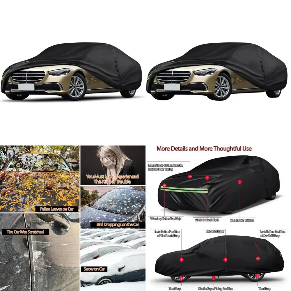 

All-Weather 16-Layer 600D Car Cover for Sedans, UV, Rain, Snow, Dust Protection, 178-189 Length