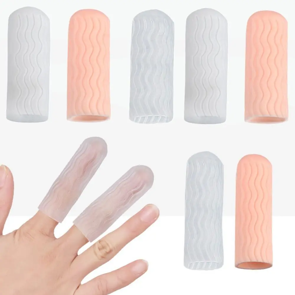 

1 Pair Silicone Finger Cover Water Grain Style Skin White Transparent Finger Cots Anti-abrasion Non-slip