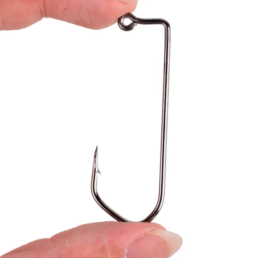 100pcs 7150 Jig Fishing Hooks Barbed Black Hook High Carbon Steel Pesca Barbarian 90 Degree Fishhook Size 6/0# to 1# Hook