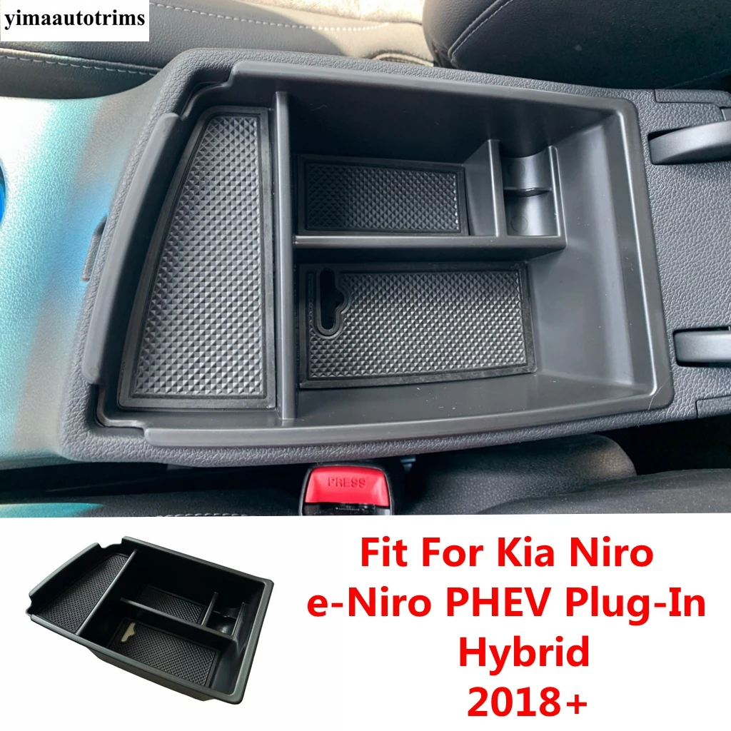 

Car Armrest Storage Box Center Conosle Organizer Glove Tray Holder Accessories For Kia Niro e-Niro PHEV Plug-In Hybrid 2018-2021