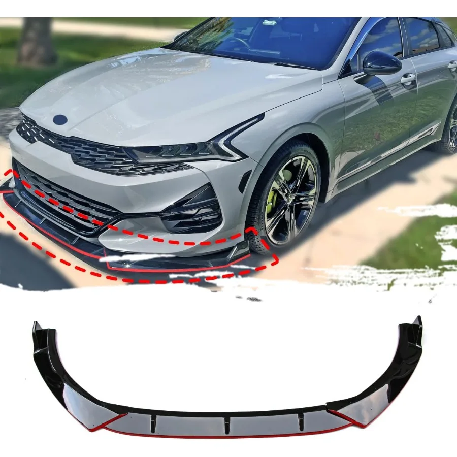 

Губа переднего бампера подходит для Kia K5 GTLine 20202025, 3 шт., спойлер для губ переднего бампера с красной отделкой, разработанный для улучшенного A